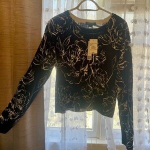 Sanctuary Black and White Floral Sweatshirt